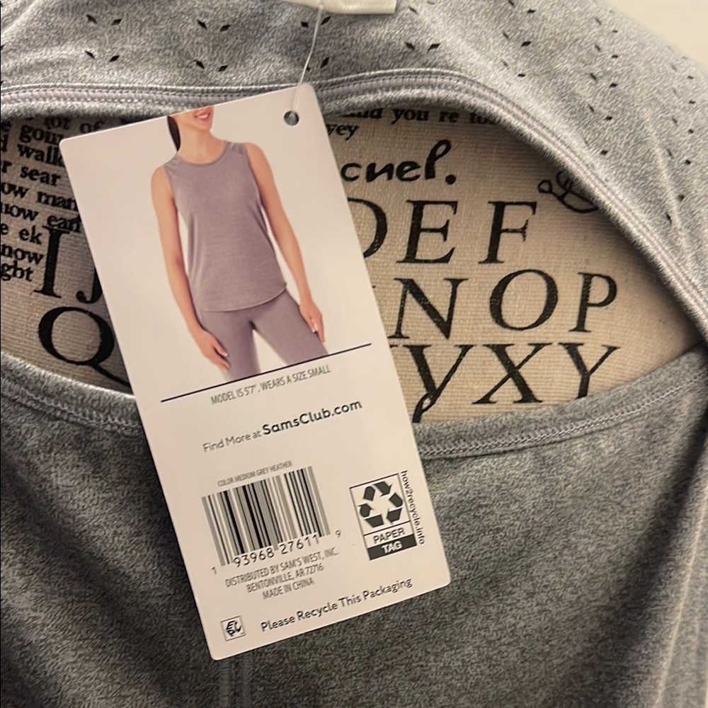 Light Gray Sleeveless Muscle Tee with Yellow Text - Picture 2 of 3